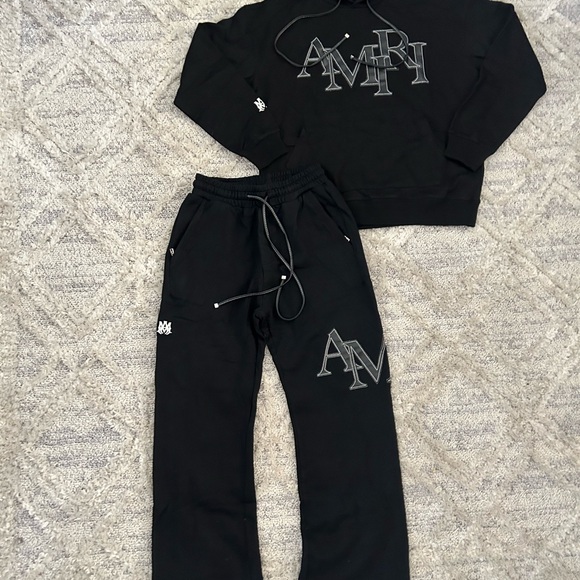 AMIRI Black Logo Tracksuit Ensemble - Picture 1 of 3